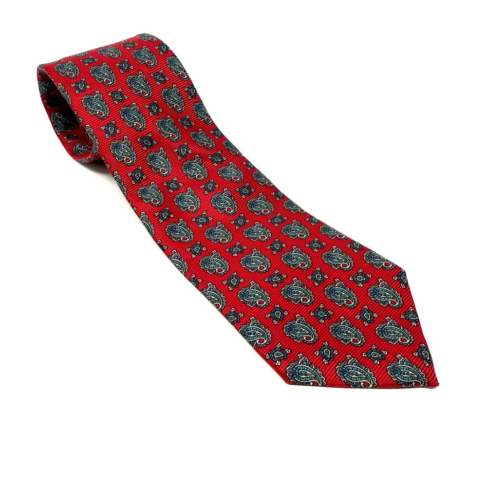 Miner's Bagley Inn Mens Red Paisley‎ Silk Tie Royal English Twill Made in USA